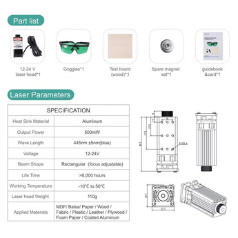 Sovol 3D 500mW Laser Module, 12-24V Engraving Laser Head Kits - SOVOL