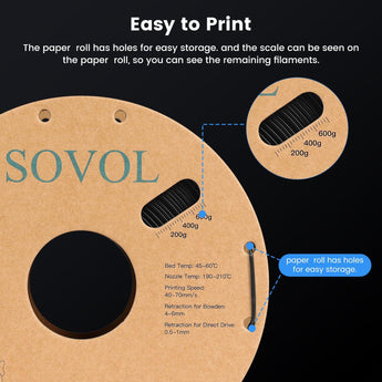 Sovol Black/White/Gray/Blue PLA 3D Printing Filament 2KG (4.4lbs) - SOVOL