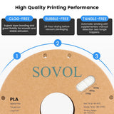 Sovol Black/White/Gray/Blue PLA 3D Printing Filament 2KG (4.4lbs) - SOVOL