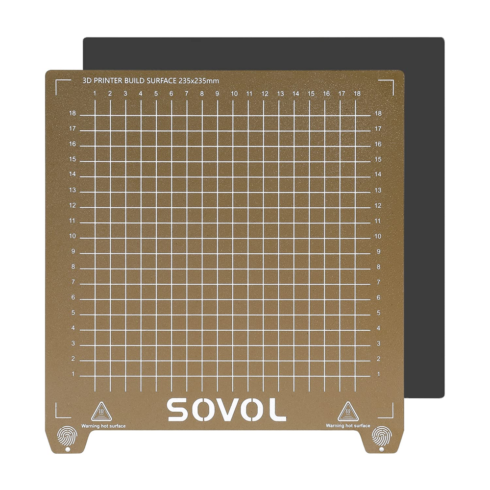 Sovol SV06/SV05 PEI Powder-Coated Flexible Steel Plate with Textured Surface and Magnetic Bottom Sheet